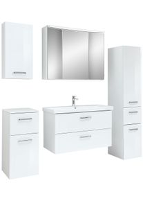 Badm&ouml;bel-Set SAPHIR "Serie 3007, 6-teilig, mit T&uuml;rd&auml;mpfer", wei&szlig; glanz, B:160cm H:200cm T:45cm, Spanplatte, Kastenm&ouml;bel-Sets, Badm&ouml;bel-Set, Badezimmer-Set mit H&auml;ngeschrank, Unterschrank und Hochschrank