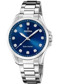 Solaruhr Festina "Solar Energy", silber (silberfarben, blau), Armbanduhren, Damen, Solaruhr, Armbanduhr, Damenuhr, Edelstahlarmband