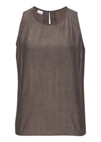 Blusentop Lascana, Damen, Gr. 46, braun, Cr&ecirc;pe, Obermaterial: 65% Viskose, 35% Polyester, unifarben, figurumspielend h&uuml;ftlang, Rundhals, Blusen Blusentop, aus leichter Strukturware