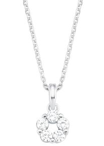 Kette mit Anh&auml;nger Amor "Bl&uuml;te", bunt (silberfarben, wei&szlig;), Halsketten, Damen, Silber 925 (Sterlingsilber), L: 42, Kette mit Anh&auml;nger, mit Zirkonia (synth.)