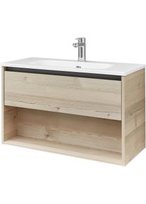 Badm&ouml;bel-Set SAPHIR "Mineralmarmor-Waschisch und Waschtischunterschrank", polar pinie, B:81cm H:53,3cm T:46cm, Holzwerkstoff, Kastenm&ouml;bel-Sets, Badm&ouml;bel-Set