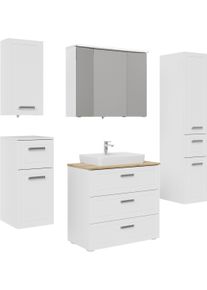 Badm&ouml;bel-Set SAPHIR "Serie 3007,7-teilig, mit T&uuml;rd&auml;mpfern", wei&szlig; (wei&szlig; glanz), B:160cm H:200cm T:44,5cm, Spanplatte, Kastenm&ouml;bel-Sets, Badm&ouml;bel-Set, Badezimmer-Set mit H&auml;ngeschrank, Unterschrank und Hochschrank