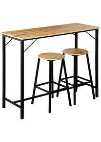 Bargruppe Kesper "Kesper K&uuml;chenbar 3tlg., FSC", eichedekor, schwarz, eichedekor, schwarz, B:110cm H:88cm T:40cm, MDF, Sitzm&ouml;bel-Sets, Bargruppe, inkl. 2 Barhocker