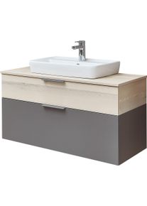 Badm&ouml;bel-Set SAPHIR "2-teilig mit Soft-Close Ausz&uuml;gen", quarzgrau matt, akzent polar pinie, B:101cm H:53cm T:46cm, Holzwerkstoff, Kastenm&ouml;bel-Sets, Badm&ouml;bel-Set