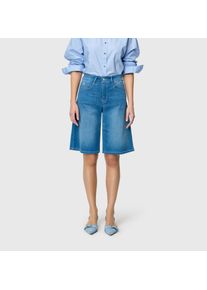 Bermudas MAC "DREAM WIDE Bermuda", Damen, Gr. 34, N-Gr, summer mid blau wash, Denim/Jeans, Obermaterial: 75% Baumwolle, 12% Modal, 9% Polyester, 4% Elasthan, unifarben, normal kn&ouml;chellang, Hosen Bermudas, Jeans mit weitem Bein