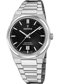 Quarzuhr Festina "Riv&eacute; Collection", silber (silberfarben, schwarz), Armbanduhren, Damen, Quarzuhr, Armbanduhr, Damenuhr, Herrenuhr, Swiss Made, Edelstahlarmband, analog