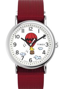 Quarzuhr Timex "PEANUTS WEEKENDER", rot, Armbanduhren, Damen, Quarzuhr, Armbanduhr, Damenuhr,Textilarmband,analog