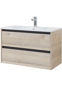 Badm&ouml;bel-Set SAPHIR "Mineralmarmor-Waschisch und Waschtischunterschrank", polar pinie, B:81cm H:53,3cm T:46cm, Holzwerkstoff, Kastenm&ouml;bel-Sets, Badm&ouml;bel-Set