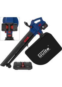 G&uuml;de Akku-Laubsauger G&Uuml;DE "LS 36-302-30", blau (blau, schwarz, rot), B:25cm H:43,5cm L:119cm, Aluminium, Kunststoff, Stahl, Laubsauger, Akku-Laubsauger