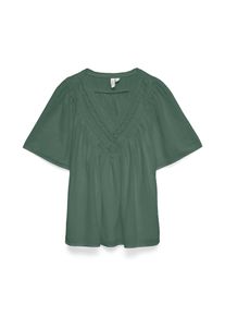 V&eacute;ro Moda Kurzarmbluse VERO MODA "VMKARLA S/S V-NECK TOP WVN BTQ", Damen, Gr. XS, laurel wreath, Web, Obermaterial: 100% Baumwolle, unifarben, normal, V-Ausschnitt, Blusen Kurzarmbluse, Baumwolle