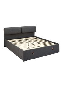 Bett ACTONA GROUP "Calvi", dunkelgrau, B:157cm H:110cm L:200cm, Betten, Bett, Bett, dunkelgrau, schwarz, verstellbar, versteckter Stauraum,160x200cm