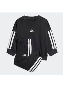Trainingsanzug adidas Sportswear "I 3S FT JOG 240", Jungen, Gr. 86, schwarz-wei&szlig; (schwarz, wei&szlig;), Obermaterial: 70% Baumwolle, 30% Polyester, Sportanz&uuml;ge Trainingsanzug