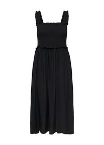 Druckkleid Only "ONLLUMIRA S/L LONG SMOCK DRESS WVN EX", Damen, Gr. XL, N-Gr, schwarz, Web, Obermaterial: 90% Viskose, 10% Nylon, unifarben, regular fit lang, Kleider Druckkleid, Viskosemischung, regular fit