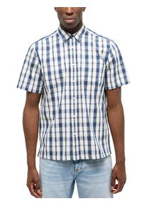 Kurzarmhemd Mustang "Herren Style Darien", Herren, Gr. 3XL, US-Gr&ouml;&szlig;en, blau (blau denim check), Popeline, 100% Baumwolle, kariert, regular fit, Hemden Kurzarmhemd