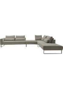 Ecksofa Musterring, taupe, B:308cm H:88cm T:290cm, 85% Polyester, 15% Viskose, Sofas, Ecksofa, mit Zwischenhocker, wahlweise mit Funktion und Kissen, Ma&szlig;e 290 x 308