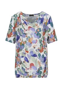 Kurzarmshirt GOLDNER "Cityshirt mit floralem Print", Damen, Gr. 50, bunt (bunt, gemustert), Obermaterial: 95% Viskose CV. 5% Elasthan EL., gerade, Shirts Kurzarmshirt, stretchbequemer Viskosejersey