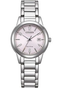 Solaruhr Citizen, silber (silberfarben, rosa), Armbanduhren, Damen, Solaruhr, Armbanduhr, Damenuhr, Edelstahlarmband, Datum