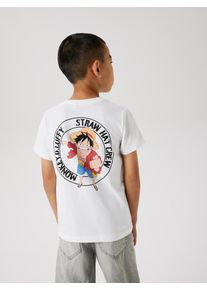 T-Shirt name it "NKMDIO ONEPIECE SS NREG TOP BOX NOOS VDE", Jungen, Gr. 122 (128), wei&szlig; (hellwei&szlig;), Jersey, Obermaterial: 100% Baumwolle, bedruckt, regular fit h&uuml;ftlang, Rundhals, abgesteppte Kante, Shirts T-Shirt, mit kleinem Brust- und gro&szlig;em R&uuml;ckenmotiv