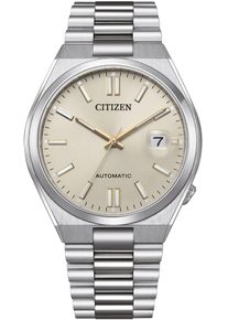 Automatikuhr Citizen "TSUYOSA 60h", silber (silberfarben, creme), Armbanduhren, Damen, Automatikuhr, Armbanduhr, Damenuhr, Herrenuhr, Edelstahlarmband, Saphirglas, Datum