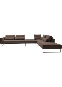 Ecksofa Musterring, espresso, B:308cm H:88cm T:290cm, 85% Polyester, 15% Viskose, Sofas, Ecksofa, mit Zwischenhocker, wahlweise mit Funktion und Kissen, Ma&szlig;e 290 x 308