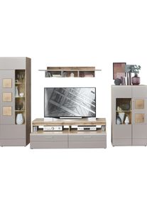 Wohnwand Innostyle "Wohnwand SINFONIE, 340/209/52 cm BxHxT", eiche altholz, front cashmere, B:340cm H:209cm T:52cm, ABS-Kunststoff, Glas, Holzwerkstoff, MDF, Metall, Kastenm&ouml;bel-Sets, Wohnwand