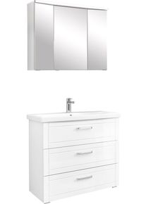 Badm&ouml;bel-Set SAPHIR "Serie 3007,Waschtisch mit Spiegelschrank", wei&szlig; glanz, B:90cm H:200cm T:45cm, Spanplatte, Kastenm&ouml;bel-Sets, Badm&ouml;bel-Set, mit T&uuml;rd&auml;mpfer