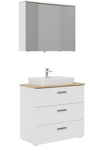 Badm&ouml;bel-Set SAPHIR "Serie 3007,Waschtisch mit Spiegelschrank", wei&szlig; glanz, B:90cm H:200cm T:44,5cm, Spanplatte, Kastenm&ouml;bel-Sets, Badm&ouml;bel-Set, Badezimmer-Set mit Waschtischplatte