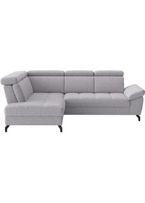 Sit & More Ecksofa SIT & MORE "Vanity", silber, B:254cm H:84cm T:197cm, 100% Polyester, Sofas, Ecksofa, Inkl.Sitz-,Kopf-und Armteilverstellung