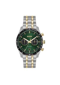 Multifunktionsuhr BOSS "TOURMASTER", silberfarben, gr&uuml;n, Armbanduhren, Herren, Multifunktionsuhr, Quarzuhr, Armbanduhr, Herrenuhr, Edelstahlarmband, analog, Tag