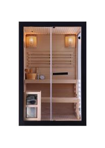 Sanotechnik Sauna, Schwarz, Holz, Glas, Hemlocktanne, warmwei&szlig;, 130x200x120 cm, Freizeit & Co, Wellness & Gesundheit, Sauna