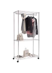 CARRYHOME Kleiderwagen, Chromfarben, Metall, 90x187x45 cm, Hutablage, Kleinm&ouml;bel, Kleiderwagen