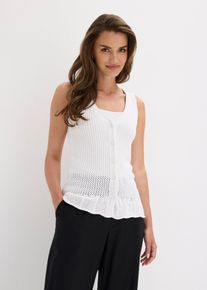 bonprix Femei Vestă tricotată din bumbac, alb, 48/50