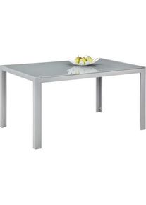 Xora Gartentisch, Grau, Silberfarben, Metall, Glas, rechteckig, eckig, 90x72x140 cm, wetterbest&auml;ndig, Gartenm&ouml;bel, Gartentische, Gartentische