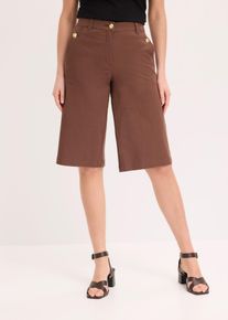 bonprix Femei Bermude Wide Leg din twill elastic, maro, 54