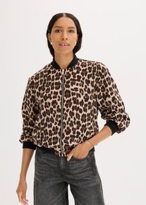 bonprix Blouson aus flie&szlig;endem Satin, braun, Gr.46, modisch bedruckter Blouson aus flie&szlig;endem Satin mit Rei&szlig;verschluss vorne, aus Satin