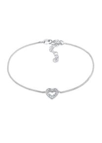 Armkette Elli "Armband Herz Romantik Wei&szlig; 925 Sterling Silber, mit Kristallen von Swarovski(R)" Gr. 160, silber, Armb&auml;nder, Damen, Silber 925 (Sterlingsilber), Armkette