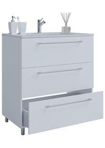 Waschtisch Vcm "2-tlg. Waschplatz Waschtisch Badinos 3 Schublade", wei&szlig;, B:60cm T:46cm, Waschtische, Waschtisch