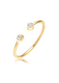 Silberring Elli "Ring Solit&auml;r offen 925 Silber, mit Kristallen von Swarovski(R)", gold, Fingerringe, Damen, Silber 925 (Sterlingsilber), Silberring