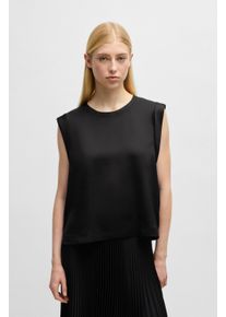 Klassische Bluse BOSS Orange "Ieaska Premium Damenmode", Damen, Gr. 42, schwarz (schwarz 001), Web, Obermaterial: 100% Polyester, unifarben, regular fit, Rundhals, Blusen Klassische Bluse, Satin Qualit&auml;t
