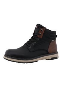 Winterboots Tom Tailor, Herren, Gr. 45, schwarz (schwarz, dunkelbraun), Lederimitat, Schuhe Winterboots, mit zus&auml;tzlichem Rei&szlig;verschluss
