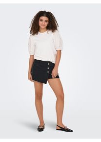 Jeansshorts Only "ONLLESLY REG LB DNM SKORT BJ NOOS", Damen, Gr. M (38), N-Gr, schwarz (washed schwarz), Denim/Jeans, Obermaterial: 100% Baumwolle, unifarben, regular fit kurz, Jeans Jeansshorts, Baumwolle, Regular Waist, Hosenrock