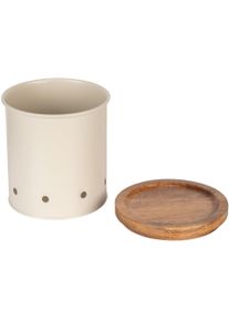 Vorratsdose Wenko "Modell Aria", beige (creme, natur), H:15cm &Oslash;:13,5cm, Holz, Metall, Lebensmittelaufbewahrungsbeh&auml;lter, Vorratsdose, Aufbewahrungsdosen f&uuml;r Lebensmittel mit Deckel & Luftl&ouml;chern, 1,6 L