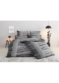 Bettw&auml;sche OTTO HOME "Renu in Gr. 135x200 oder 155x220 cm", grau, B/L: 135cm x 200cm, 1 Stk., 1 Stk., Biber, B/L: 80cm x 40cm, 2 Stk., Biber, Obermaterial: 100% Baumwolle, Bettw&auml;sche, Bettw&auml;sche, Bettw&auml;sche aus Baumwolle, grafische Bettw&auml;sche mit Wellen-Design