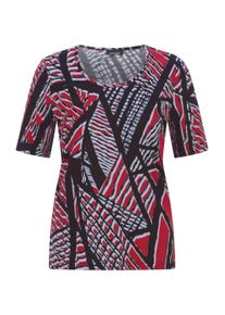 Kurzarmshirt GOLDNER "Baumwollshirt mit grafischem Druck", Damen, Gr. 50, schwarz, rot, gemustert, Obermaterial: 50% Baumwolle CO. 50% Modal CMD., Modisch, Gerade, Shirts Kurzarmshirt, stretchbequemer Viskosejersey