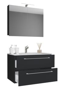 Waschtisch Vcm "3-tlg. Waschplatz Waschtisch Badinos Schublade SP", schwarz, B:60cm T:46cm, Waschtische, Waschtisch