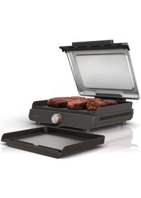 Elektrogrill Ninja "Sizzle Grillplatte und Plancha GR101EU", schwarz (silber, schwarz), B:34cm H:13,5cm T:38cm, Kontaktgrill_Standgrill_Tischgrill_Teppanyakigrill, Elektrogrill, Teppanyakigrill