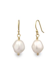 Paar Ohrh&auml;nger Elli "Ohrringe Ohrh&auml;nger kurz Synthetische Perle Wei&szlig; 925 Sterling Silber" Gr. 32, gold, Ohrringe, Damen, Silber 925 (Sterlingsilber), Paar Ohrh&auml;nger