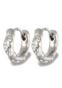 Paar Creolen Elli "Ohrringe Creolen Wei&szlig; 925 Sterling Silber, mit Kristallen von Swarovski(R)" Gr. 11, silber, Ohrringe, Damen, Silber 925 (Sterlingsilber), Paar Creolen