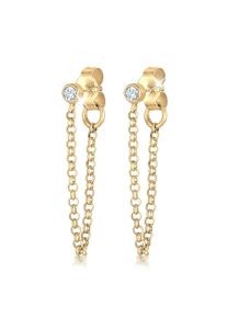 Paar Ohrstecker Elli "Ohrringe Lang Trend 925 Silber, mit Kristallen von Swarovski(R)", gold, Ohrringe, Damen, Silber 925 (Sterlingsilber), Paar Ohrstecker