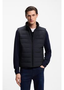 Steppweste BOSS "Cenito Premium Menswear", Herren, Gr. 52, schwarz (dunkelblau 404), Web, Obermaterial: 100% Polyester, unifarben, regular fit normal, hoch geschlossener Ausschnitt, Westen Steppweste, f&uuml;r die &Uuml;bergangszeit, regular fit